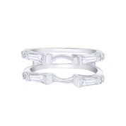 3/4 Carat Tapered & Round White Cubic Zirconia Enhancer Guard Ring In 14k Gold Over Sterling Silver (0.75 Cttw) Gift For Her