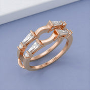 3/4 Carat Tapered & Round White Cubic Zirconia Enhancer Guard Ring Gift For Her