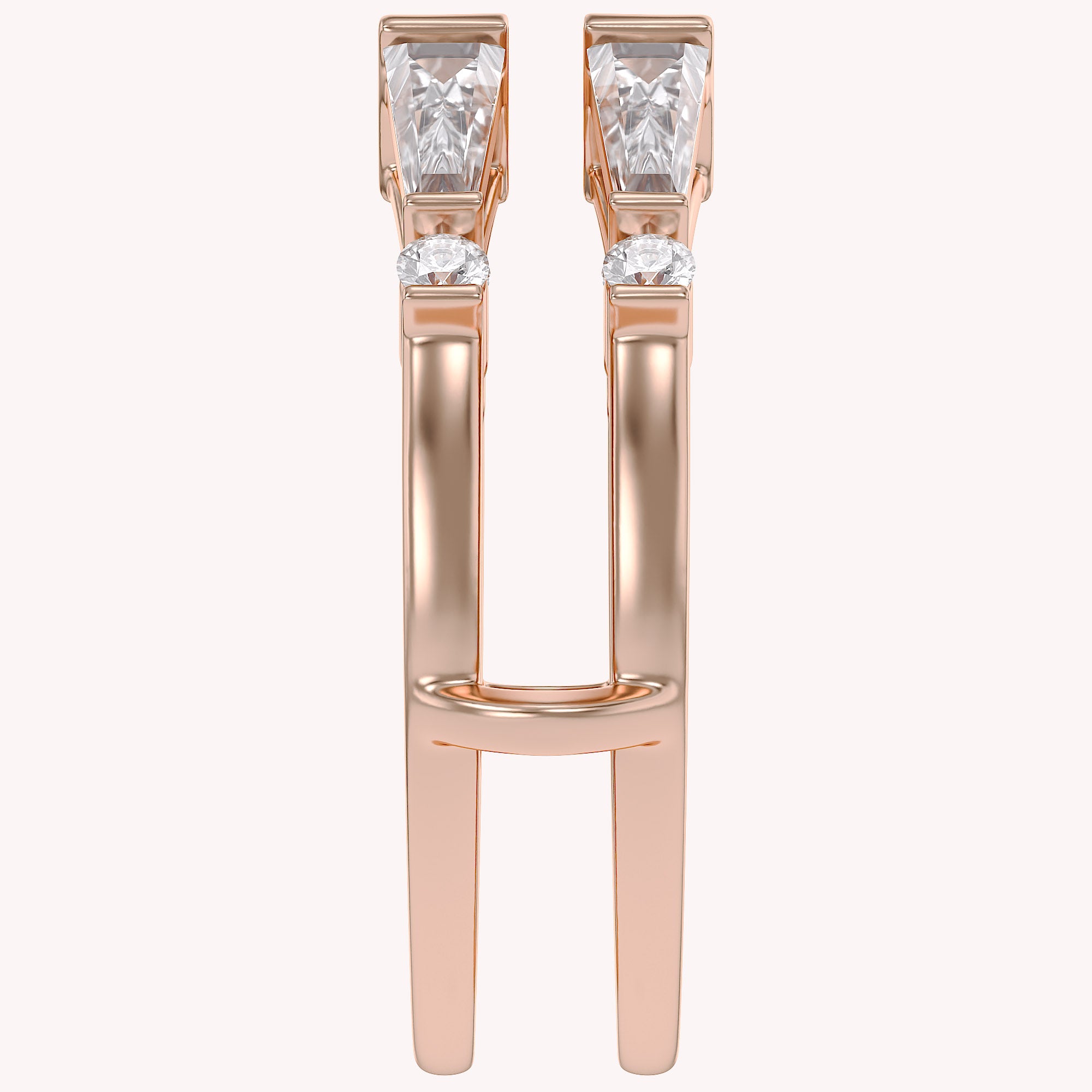 3/4 Carat Tapered & Round White Cubic Zirconia Enhancer Guard Ring Gift For Her