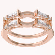 3/4 Carat Tapered & Round White Cubic Zirconia Enhancer Guard Ring Gift For Her