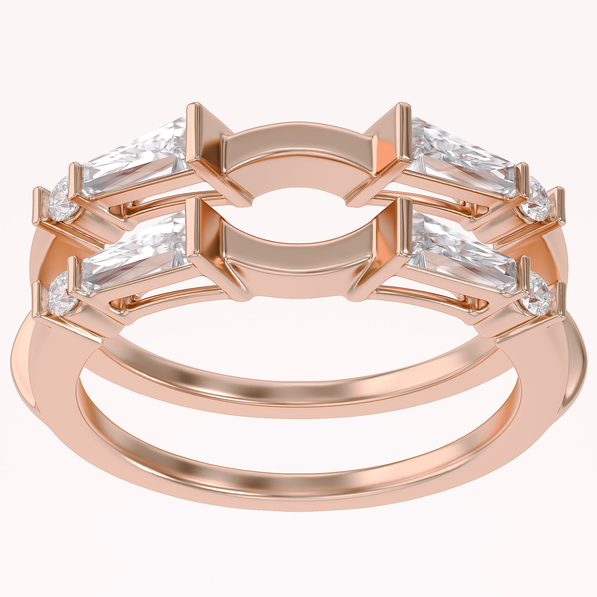 3/4 Carat Tapered & Round White Cubic Zirconia Enhancer Guard Ring Gift For Her