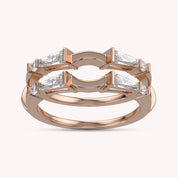 3/4 Carat Tapered & Round White Cubic Zirconia Enhancer Guard Ring Gift For Her