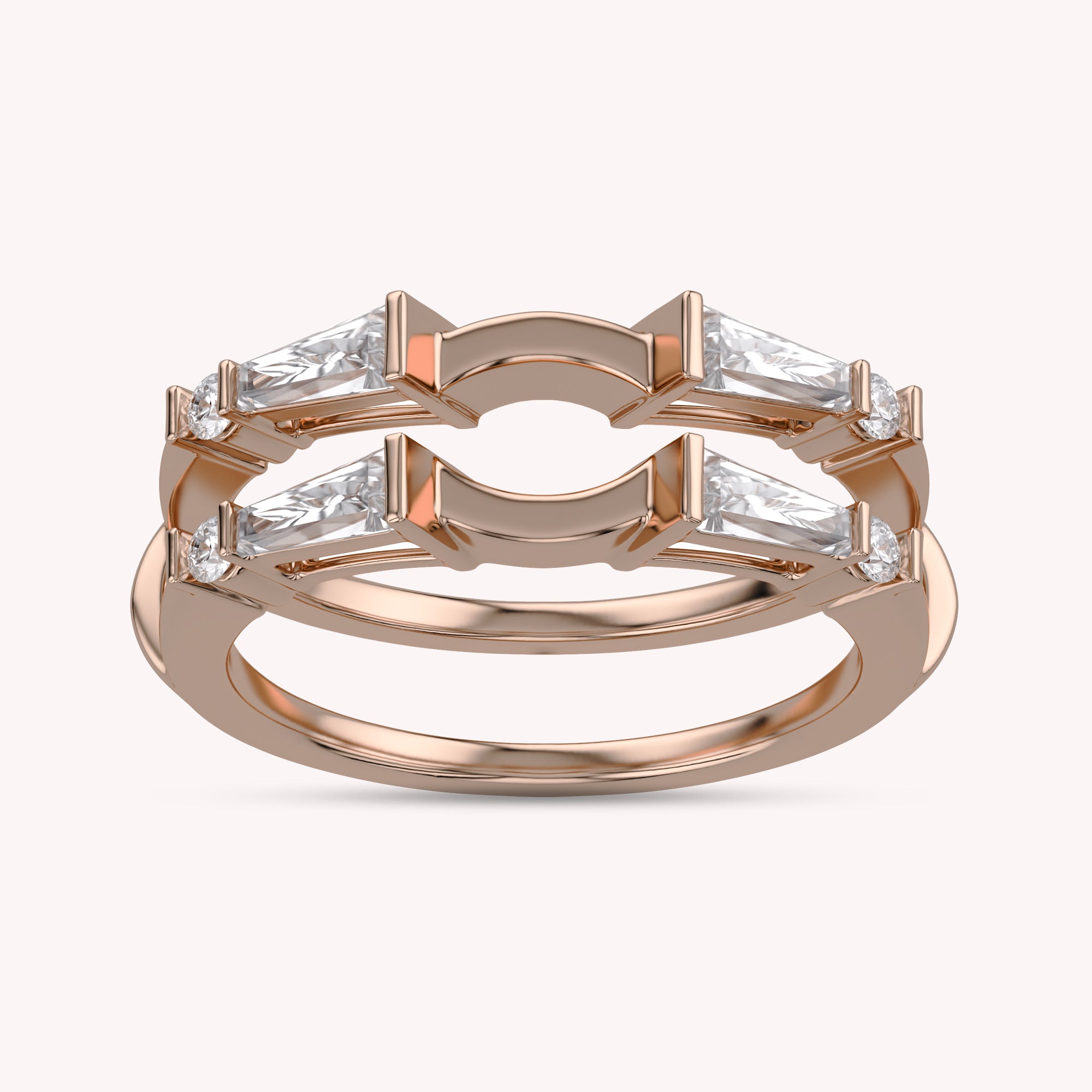 3/4 Carat Tapered & Round White Cubic Zirconia Enhancer Guard Ring Gift For Her