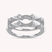 3/4 Carat Tapered & Round White Cubic Zirconia Enhancer Guard Ring Gift For Her