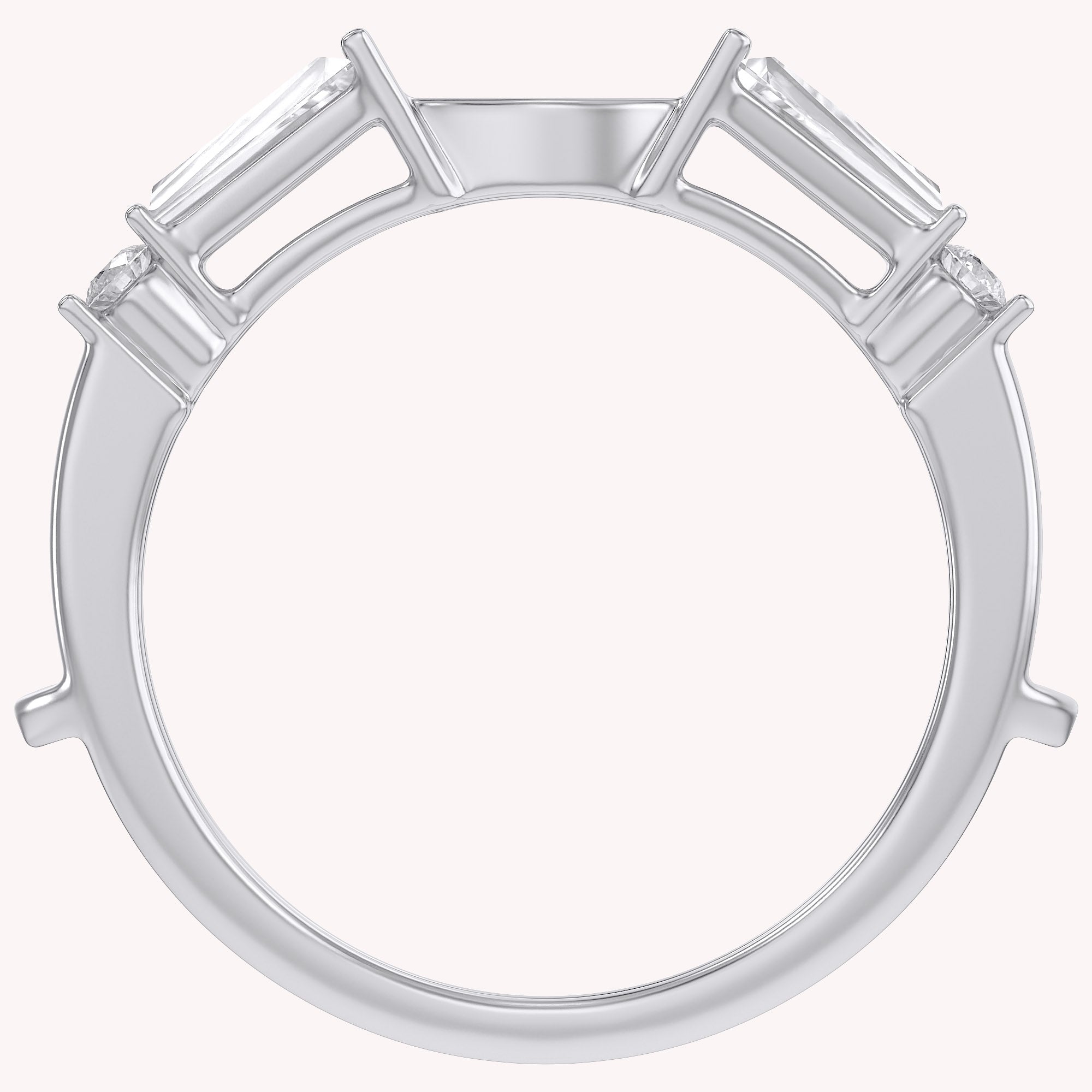 3/4 Carat Tapered & Round White Cubic Zirconia Enhancer Guard Ring Gift For Her