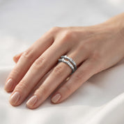 3/4 Carat Tapered & Round White Cubic Zirconia Enhancer Guard Ring Gift For Her