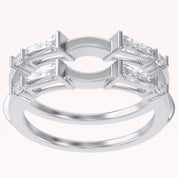 3/4 Carat Tapered & Round White Cubic Zirconia Enhancer Guard Ring Gift For Her