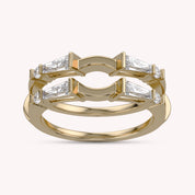 3/4 Carat Tapered & Round White Cubic Zirconia Enhancer Guard Ring Gift For Her