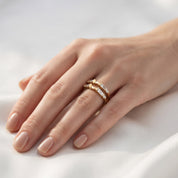 3/4 Carat Tapered & Round White Cubic Zirconia Enhancer Guard Ring Gift For Her