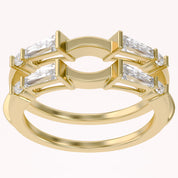 3/4 Carat Tapered & Round White Cubic Zirconia Enhancer Guard Ring Gift For Her