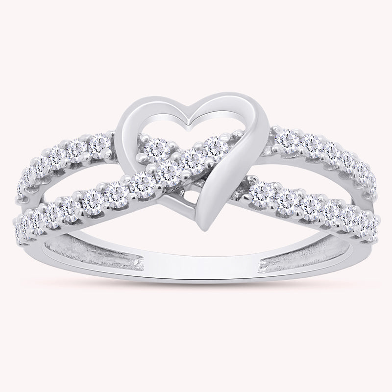 Infinity Heart Promise Cubic Zirconia Split Shank Engagement Ring