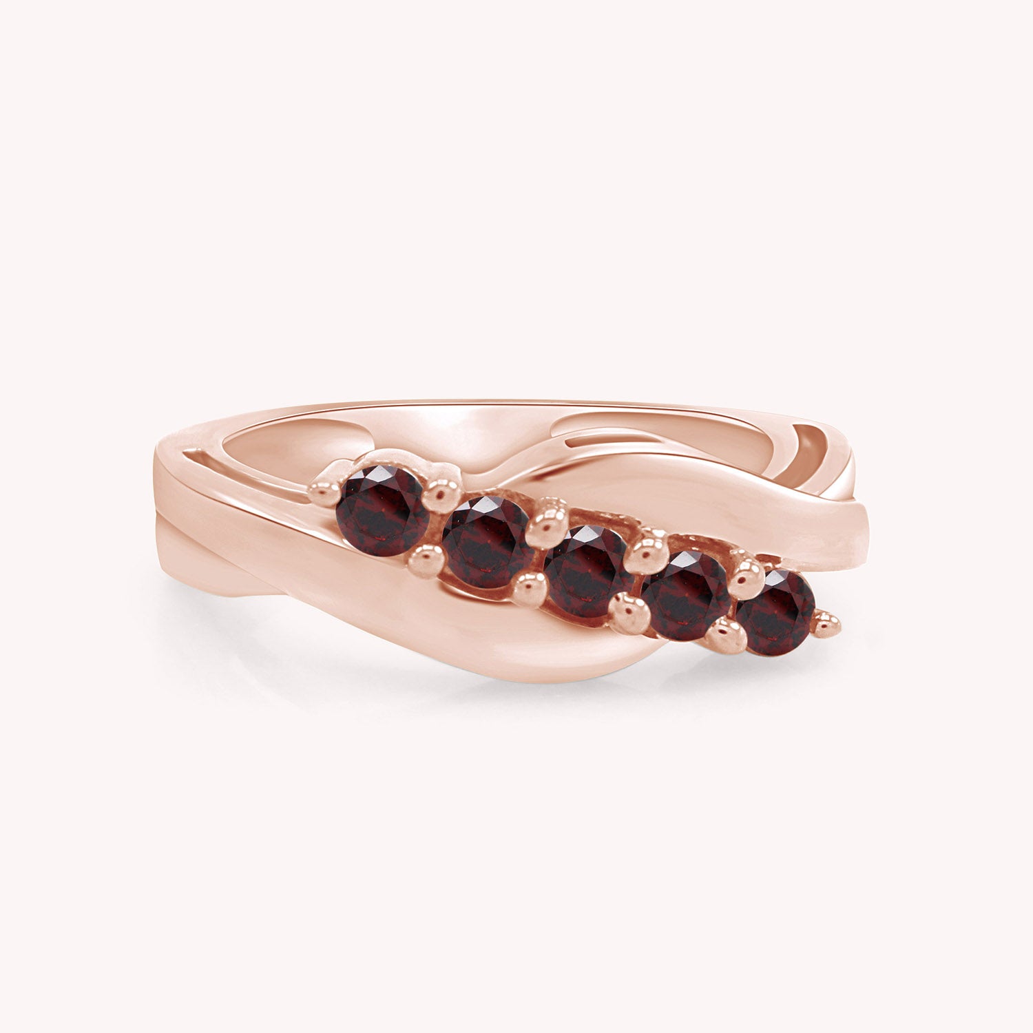 Round Shape Simulated Amethyst Five Stone Band Ring for Women