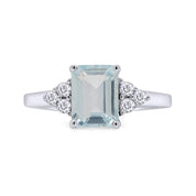Simulated Blue Aquamarine with White Topaz Engagement Ring in 14K Gold Plated 925 Sterling Silver Jewelry