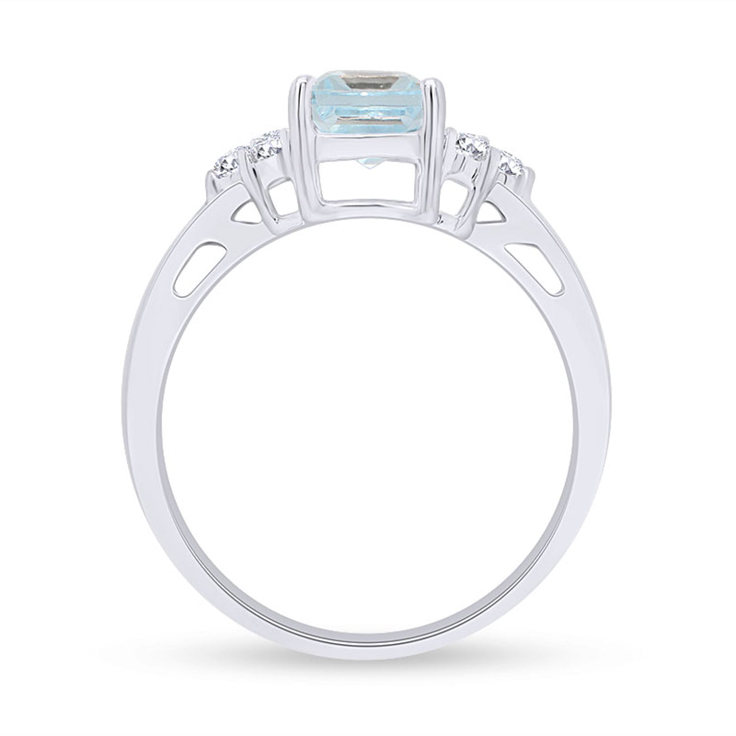 Simulated Blue Aquamarine with White Topaz Engagement Ring in 14K Gold Plated 925 Sterling Silver Jewelry