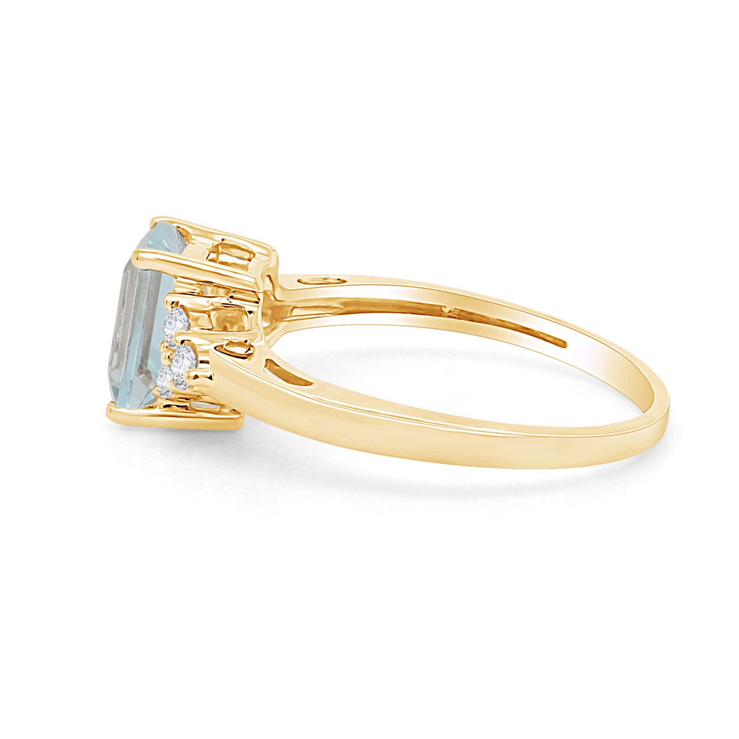 Simulated Blue Aquamarine with White Topaz Engagement Ring in 14K Gold Plated 925 Sterling Silver Jewelry