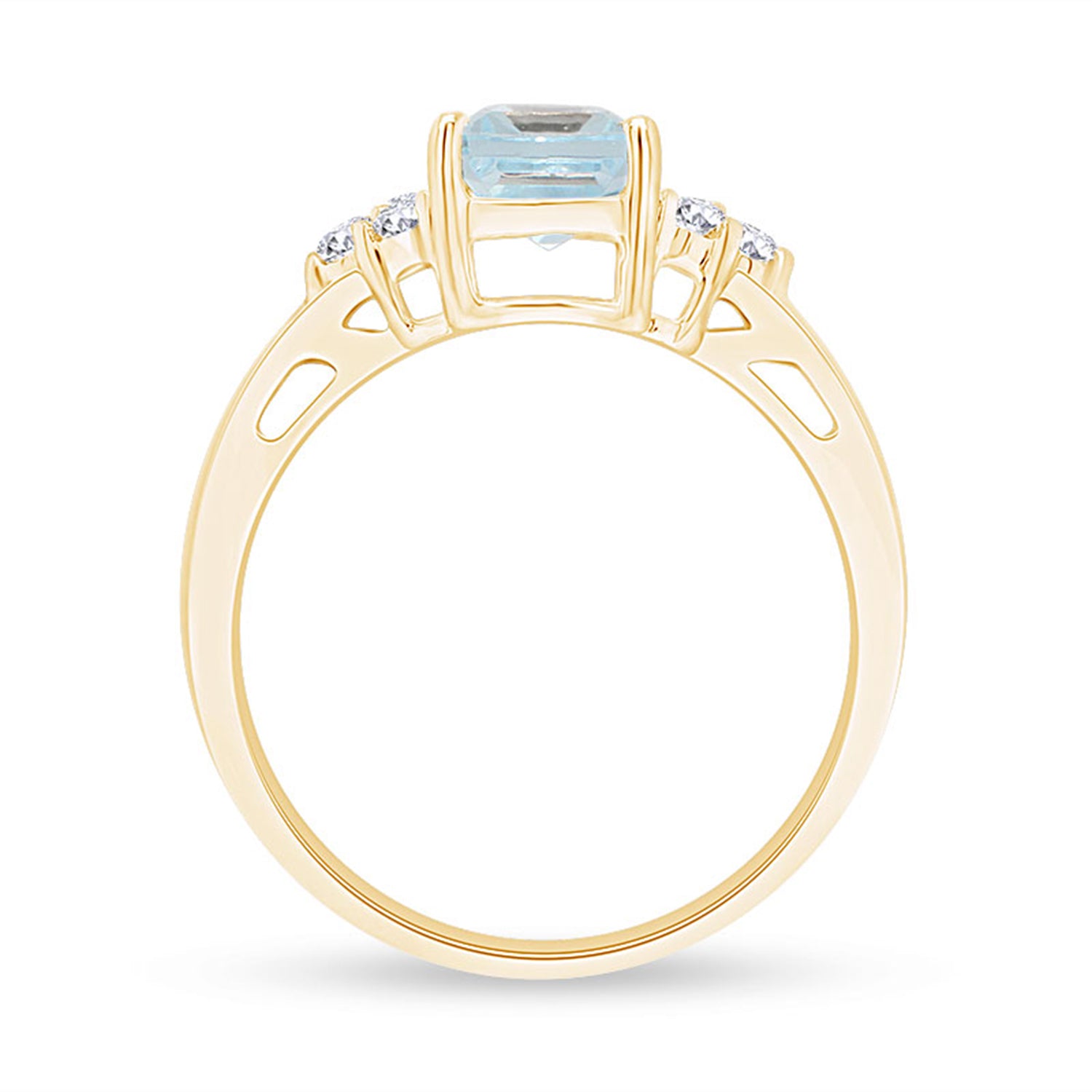 Simulated Blue Aquamarine with White Topaz Engagement Ring in 14K Gold Plated 925 Sterling Silver Jewelry