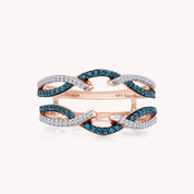 Blue White Cubic Zirconia Guard Wrap Ring for Women