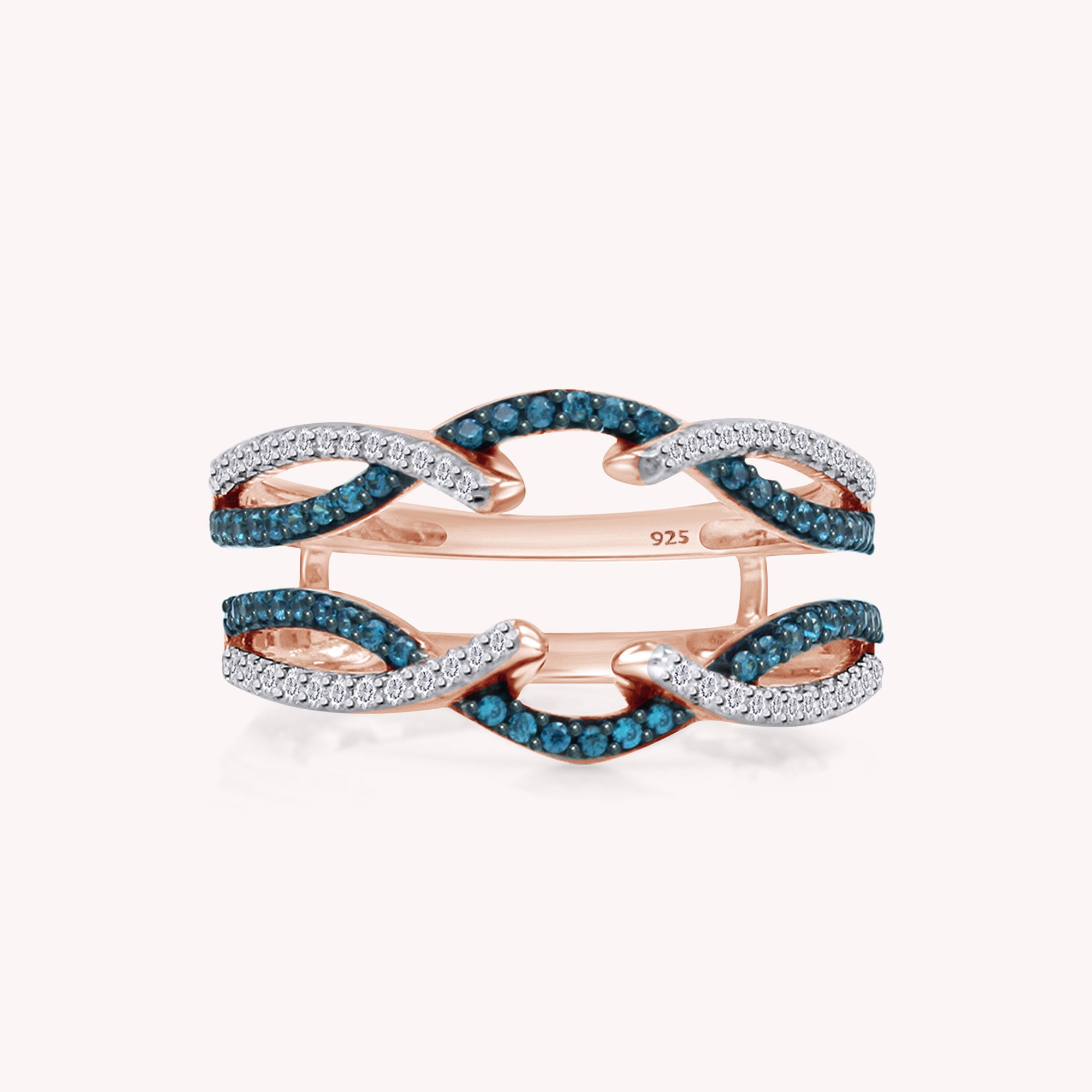 Blue White Cubic Zirconia Guard Wrap Ring for Women