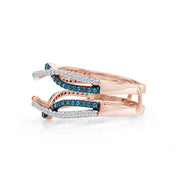 Blue White Cubic Zirconia Guard Wrap Ring for Women