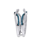 Blue White Cubic Zirconia Guard Wrap Ring for Women