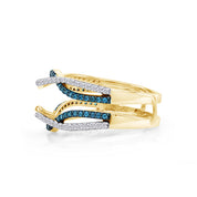 Blue White Cubic Zirconia Guard Wrap Ring for Women
