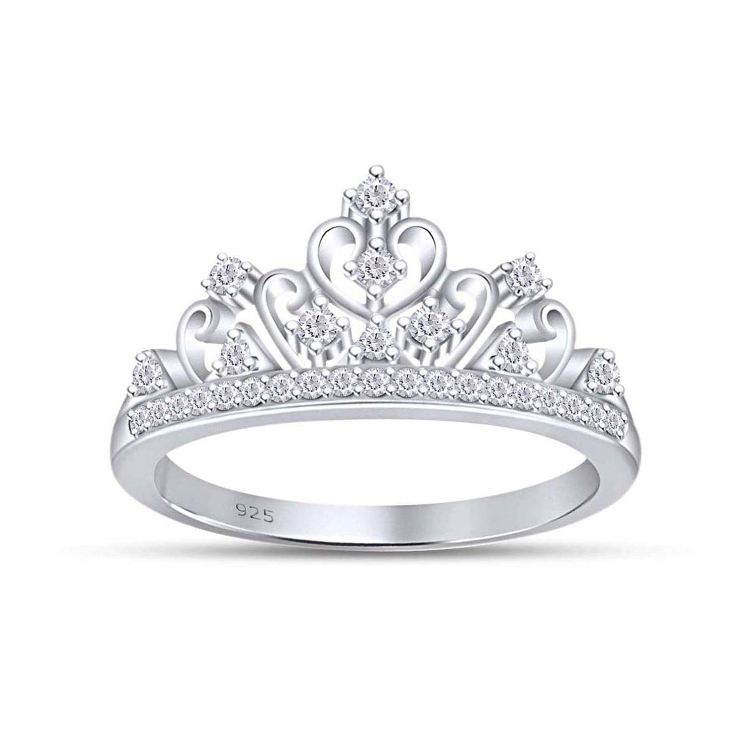 Ina White Natural Diamond Crown Ring