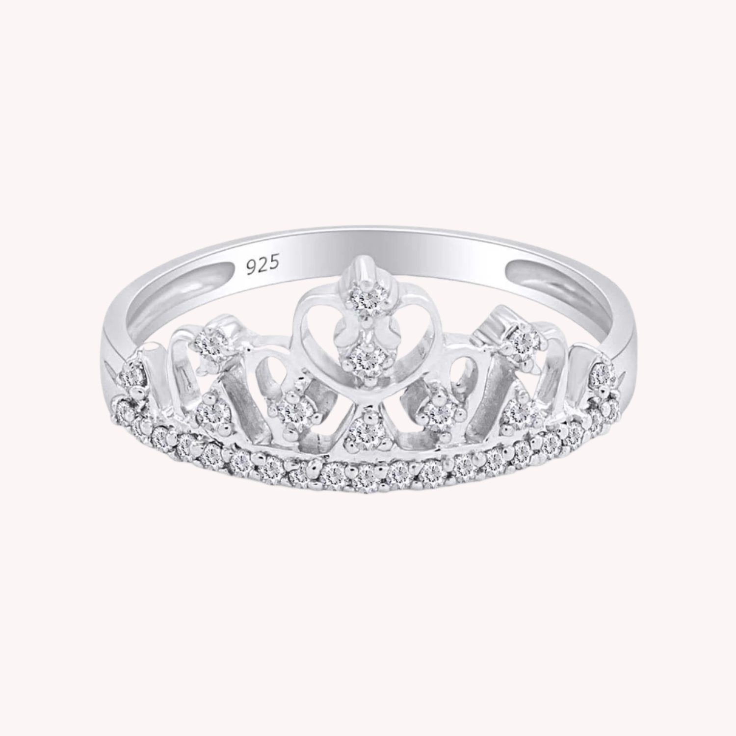 Ina White Natural Diamond Crown Ring