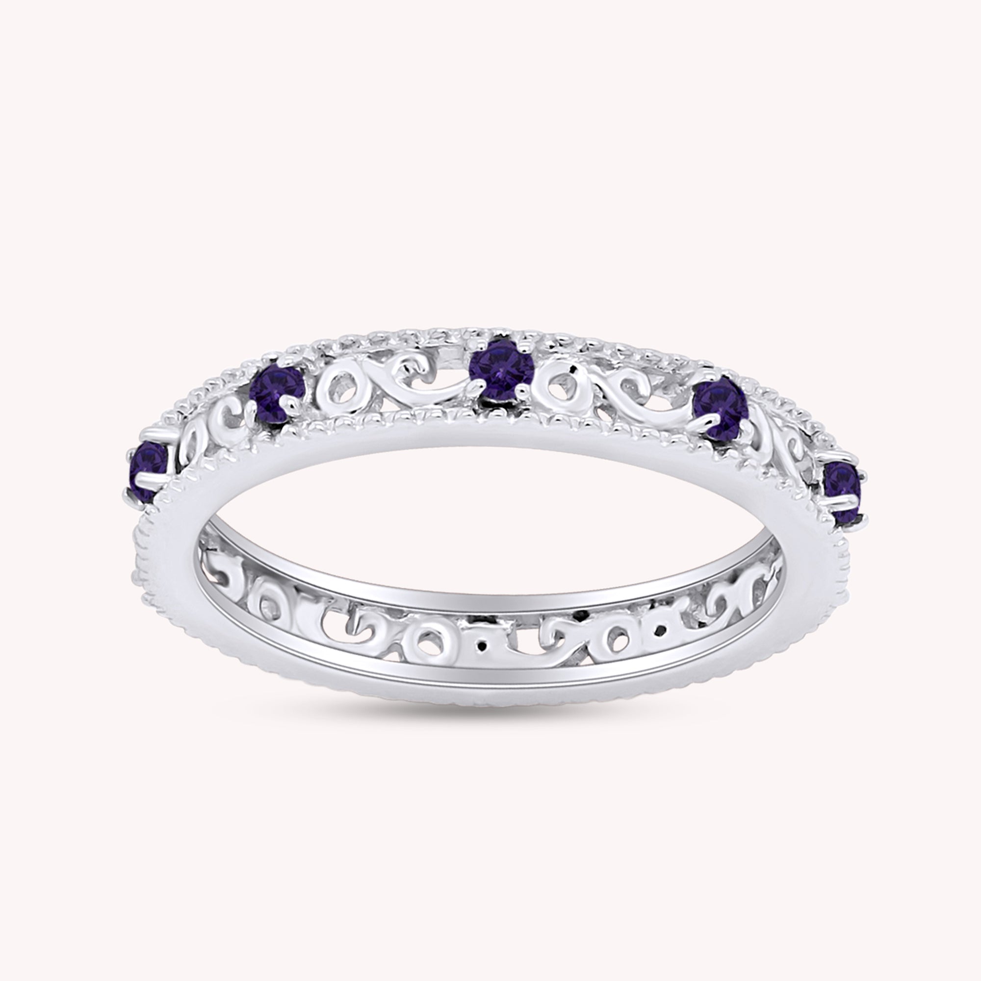Filigree Eternity Wedding Band Ring for Women