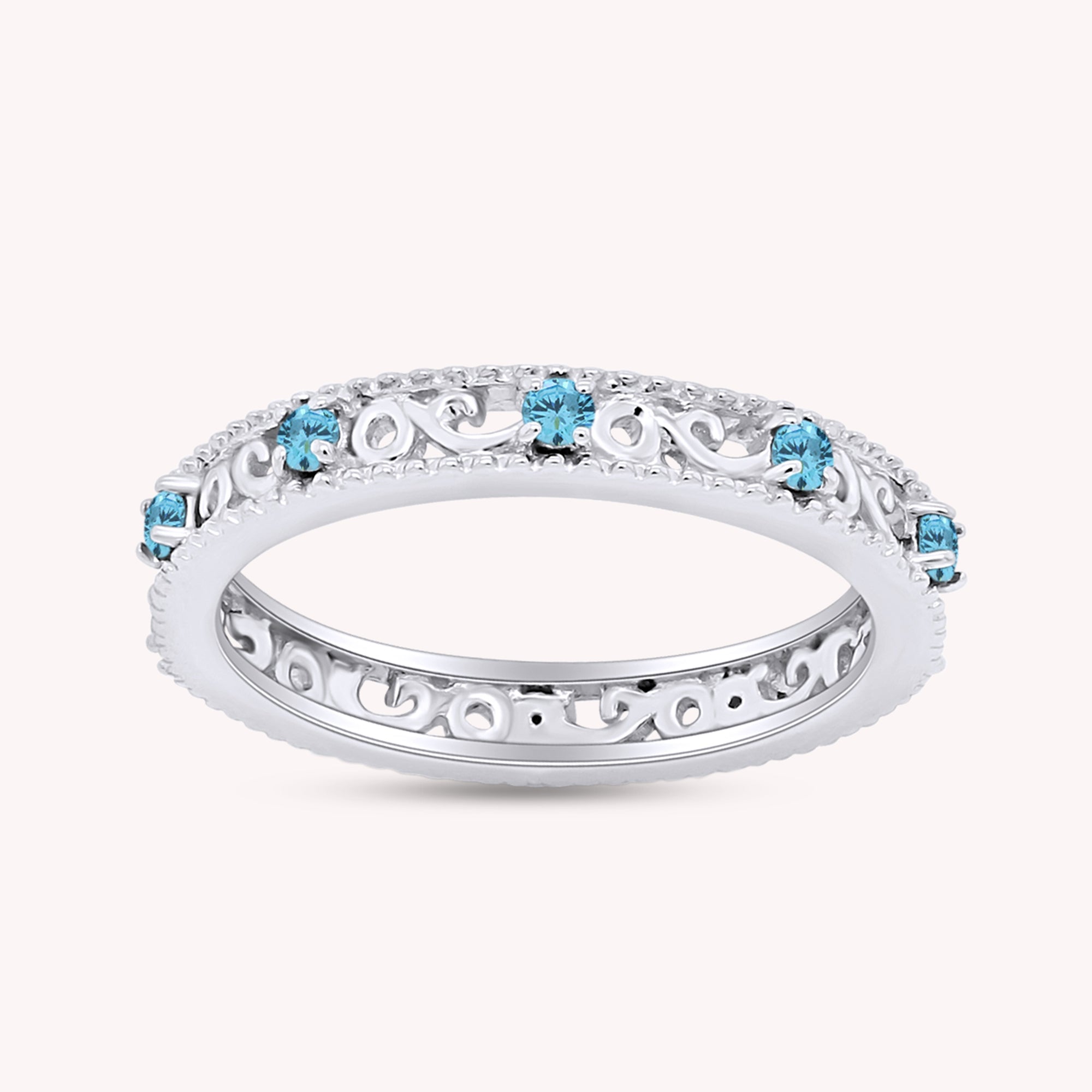 Filigree Eternity Wedding Band Ring for Women