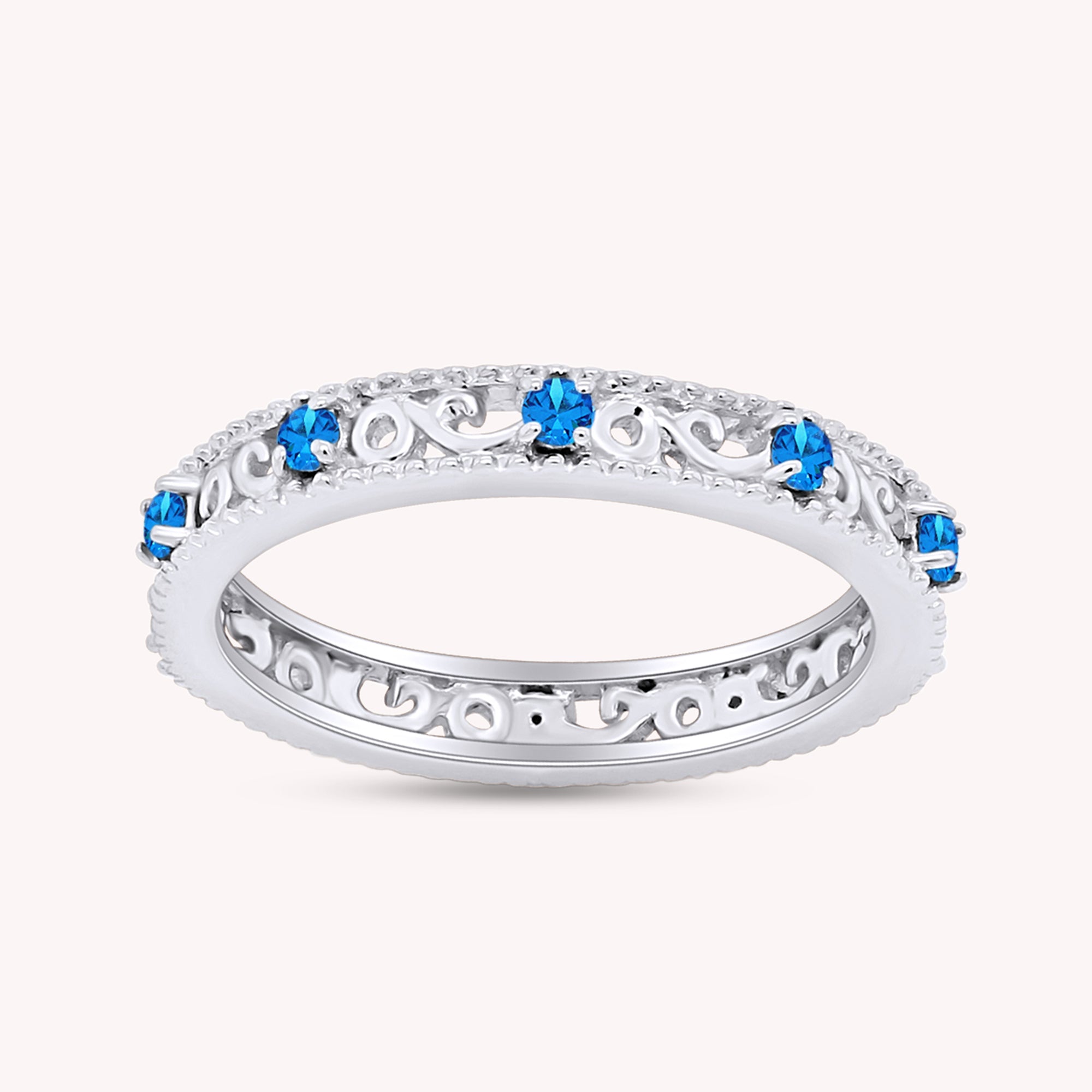 Filigree Eternity Wedding Band Ring for Women