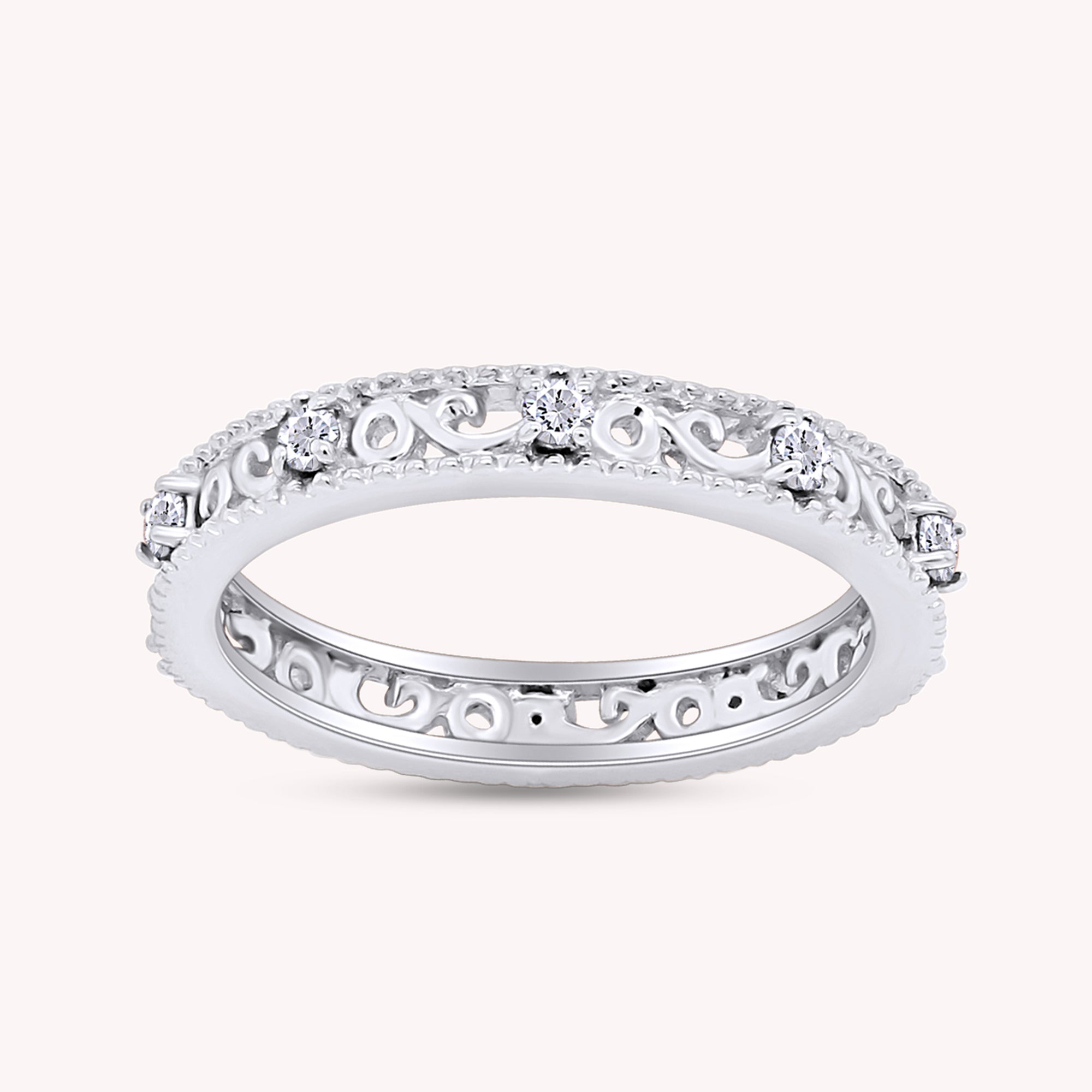Filigree Eternity Wedding Band Ring for Women