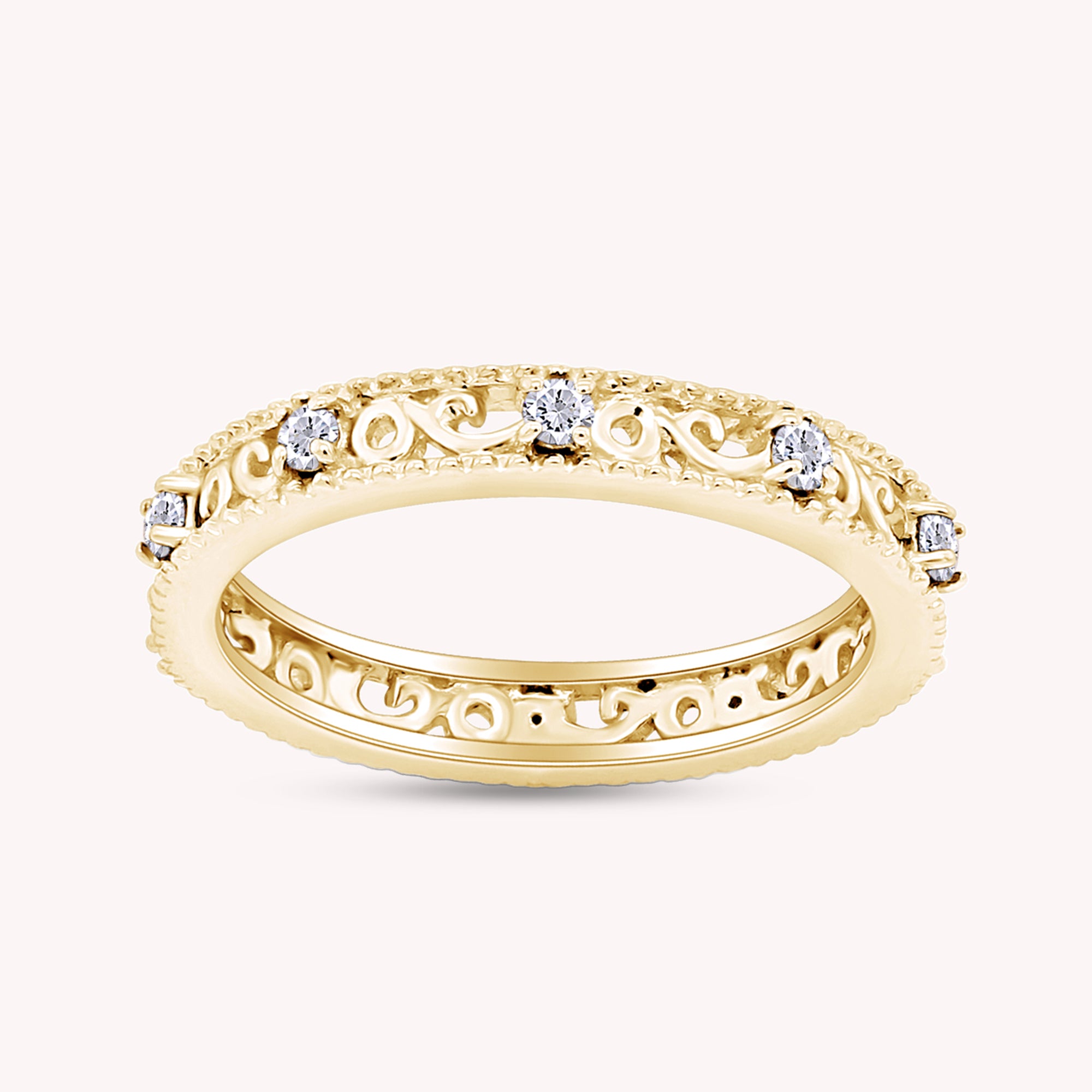 Filigree Eternity Wedding Band Ring for Women