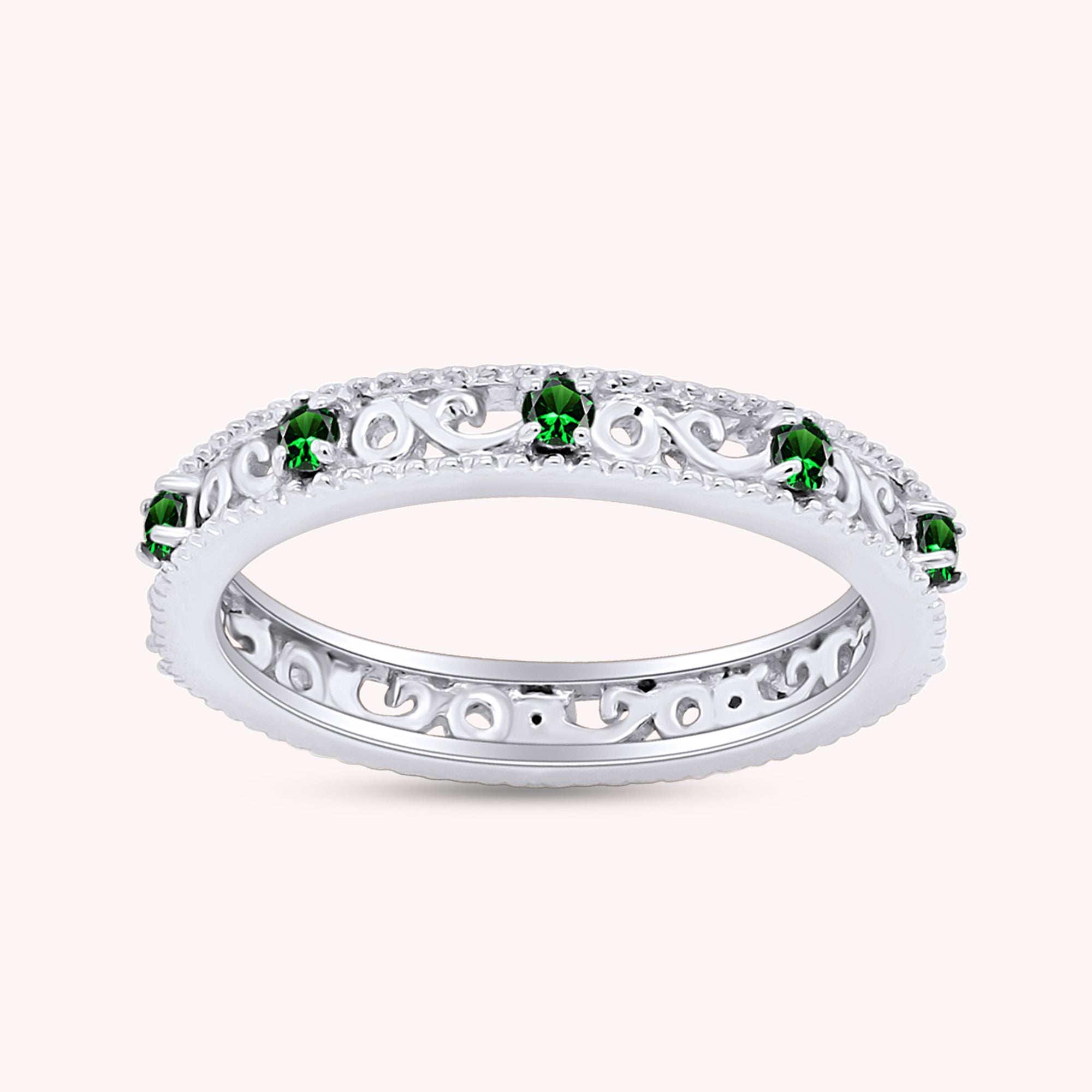 Filigree Eternity Wedding Band Ring for Women