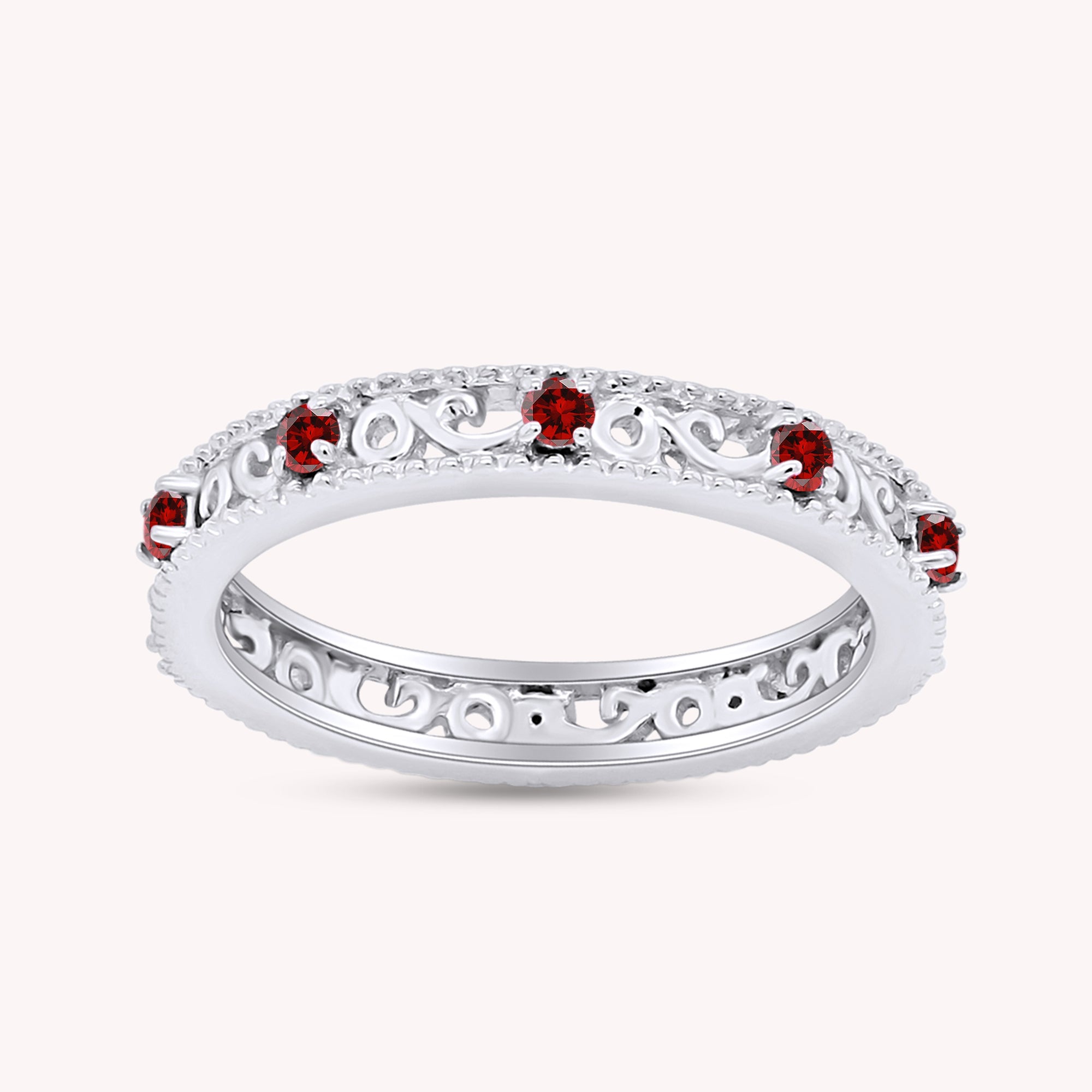 Filigree Eternity Wedding Band Ring for Women