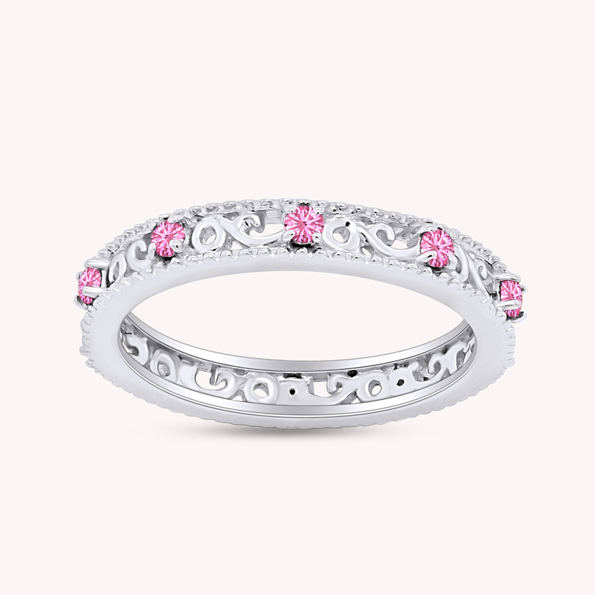 Filigree Eternity Wedding Band Ring for Women