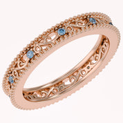 Filigree Eternity Wedding Band Ring Simulated Gemstone