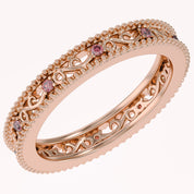 Filigree Eternity Wedding Band Ring Simulated Gemstone