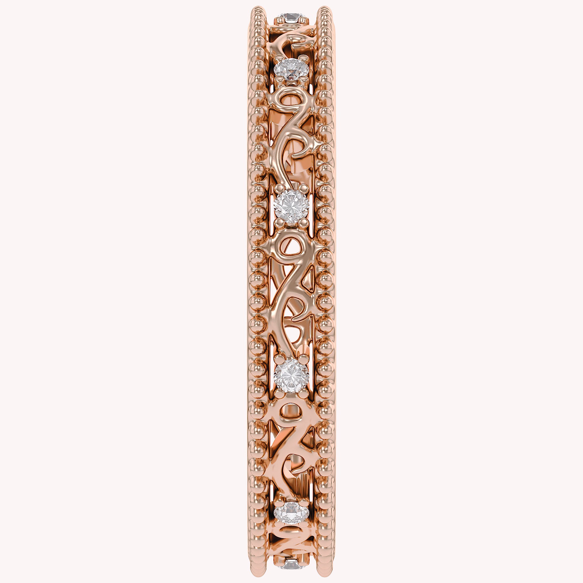 Filigree Eternity Wedding Band Ring Simulated Gemstone