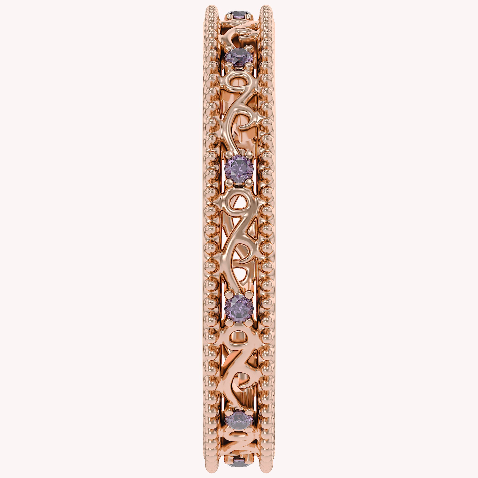 Filigree Eternity Wedding Band Ring Simulated Gemstone