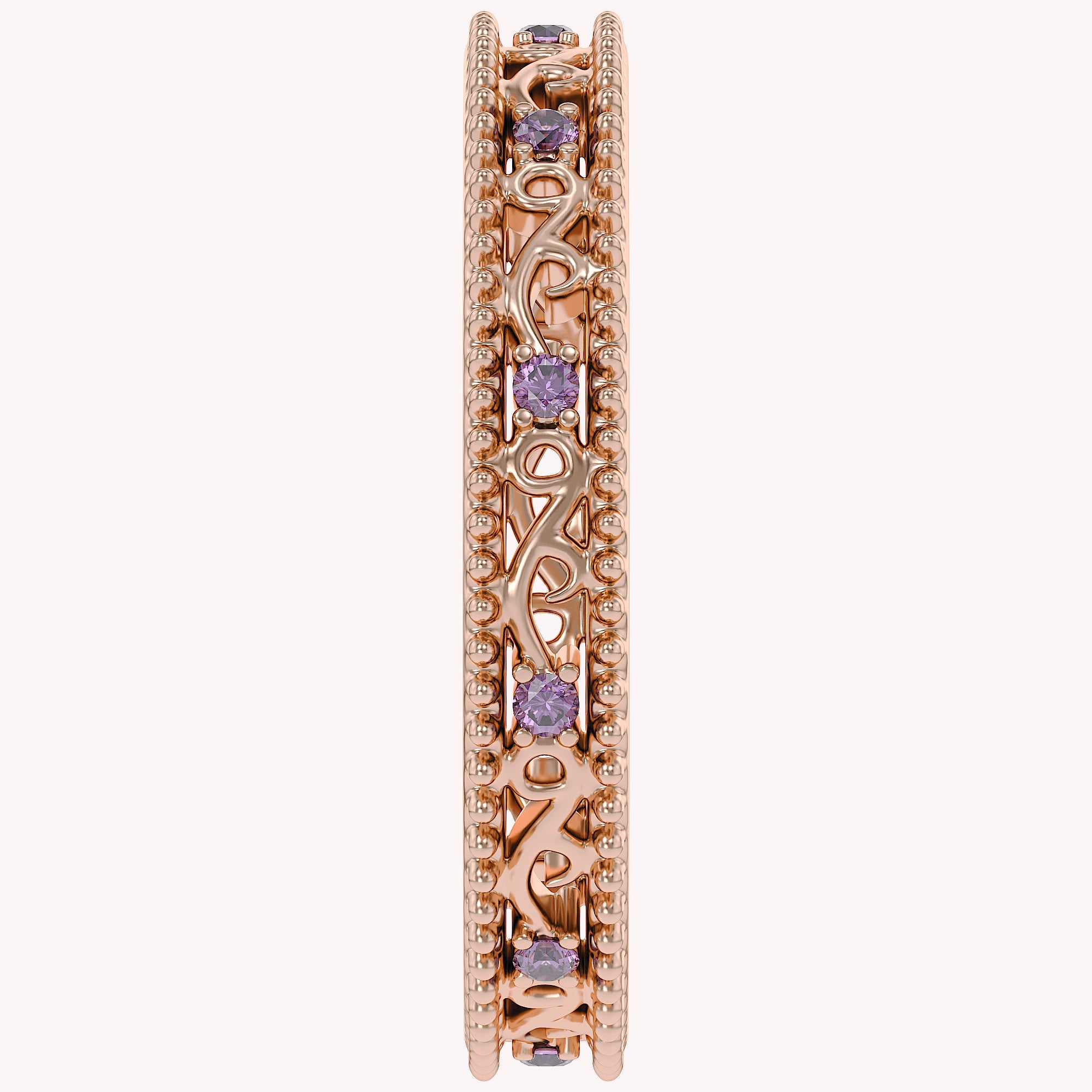 Filigree Eternity Wedding Band Ring Simulated Gemstone