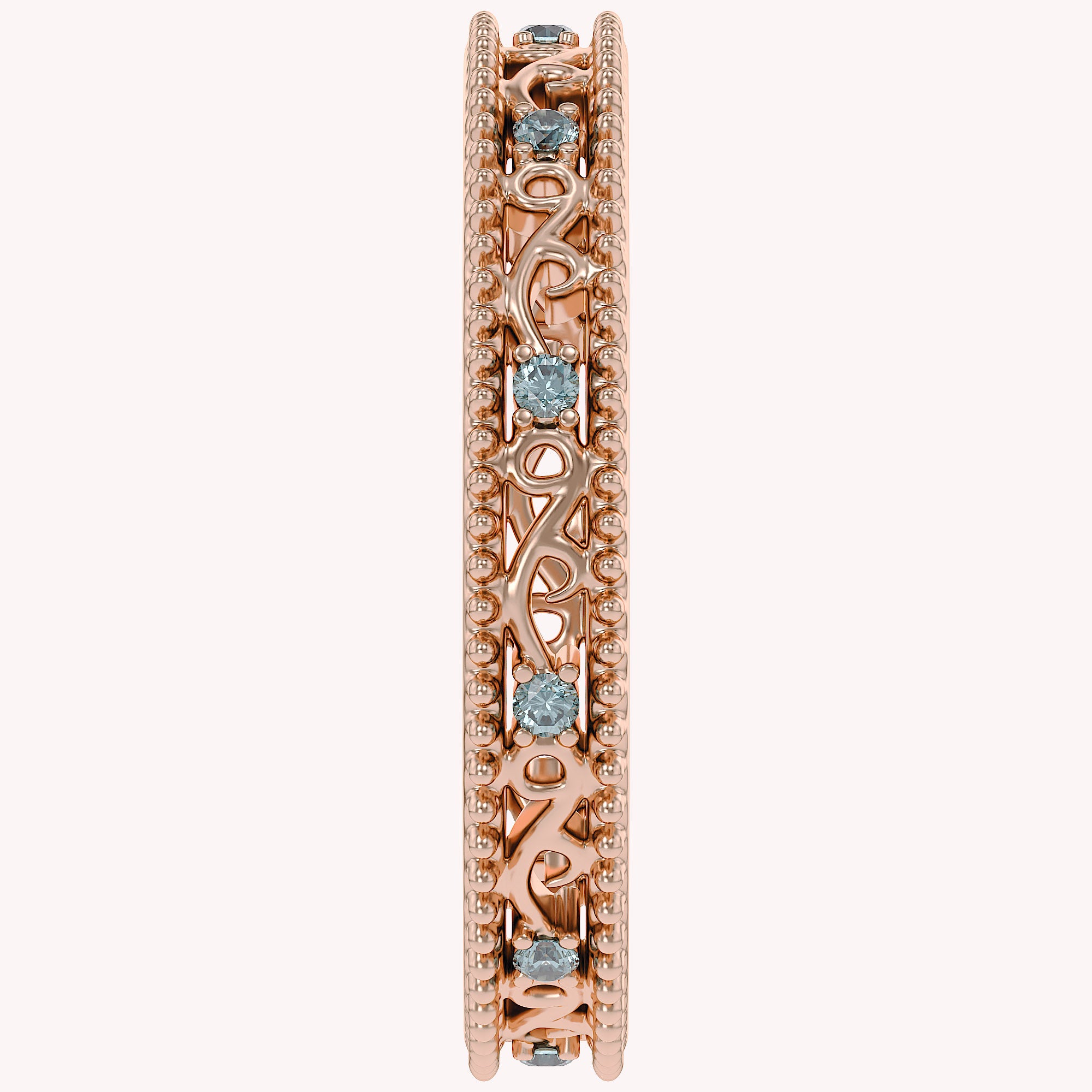 Filigree Eternity Wedding Band Ring Simulated Gemstone
