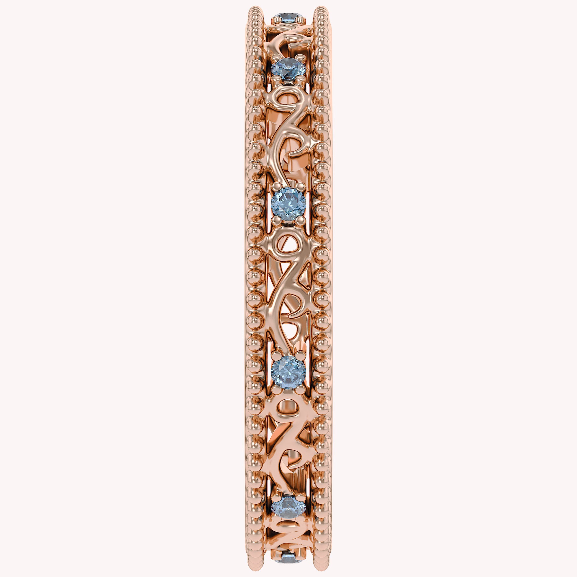 Filigree Eternity Wedding Band Ring Simulated Gemstone