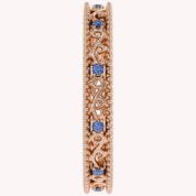 Filigree Eternity Wedding Band Ring Simulated Gemstone