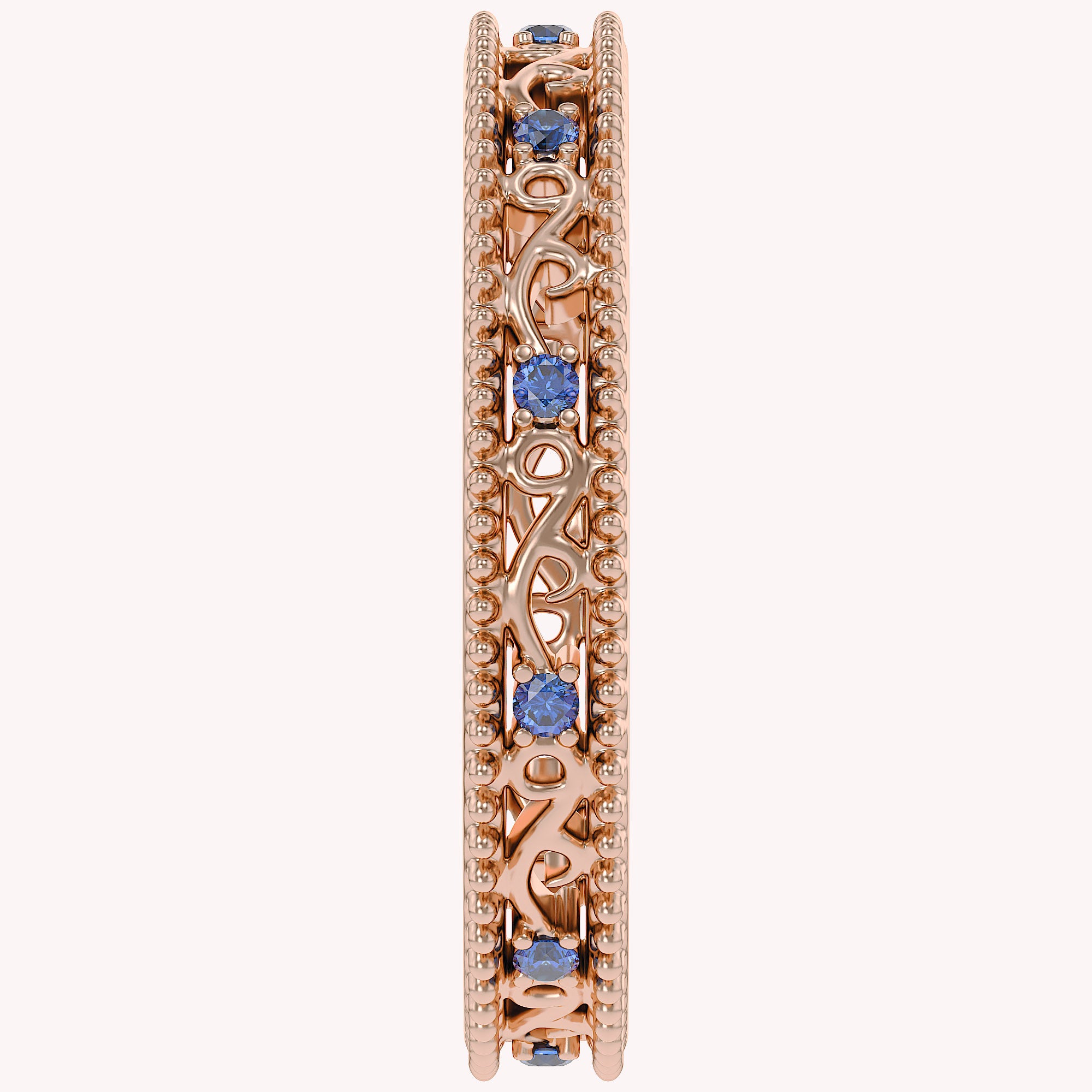 Filigree Eternity Wedding Band Ring Simulated Gemstone