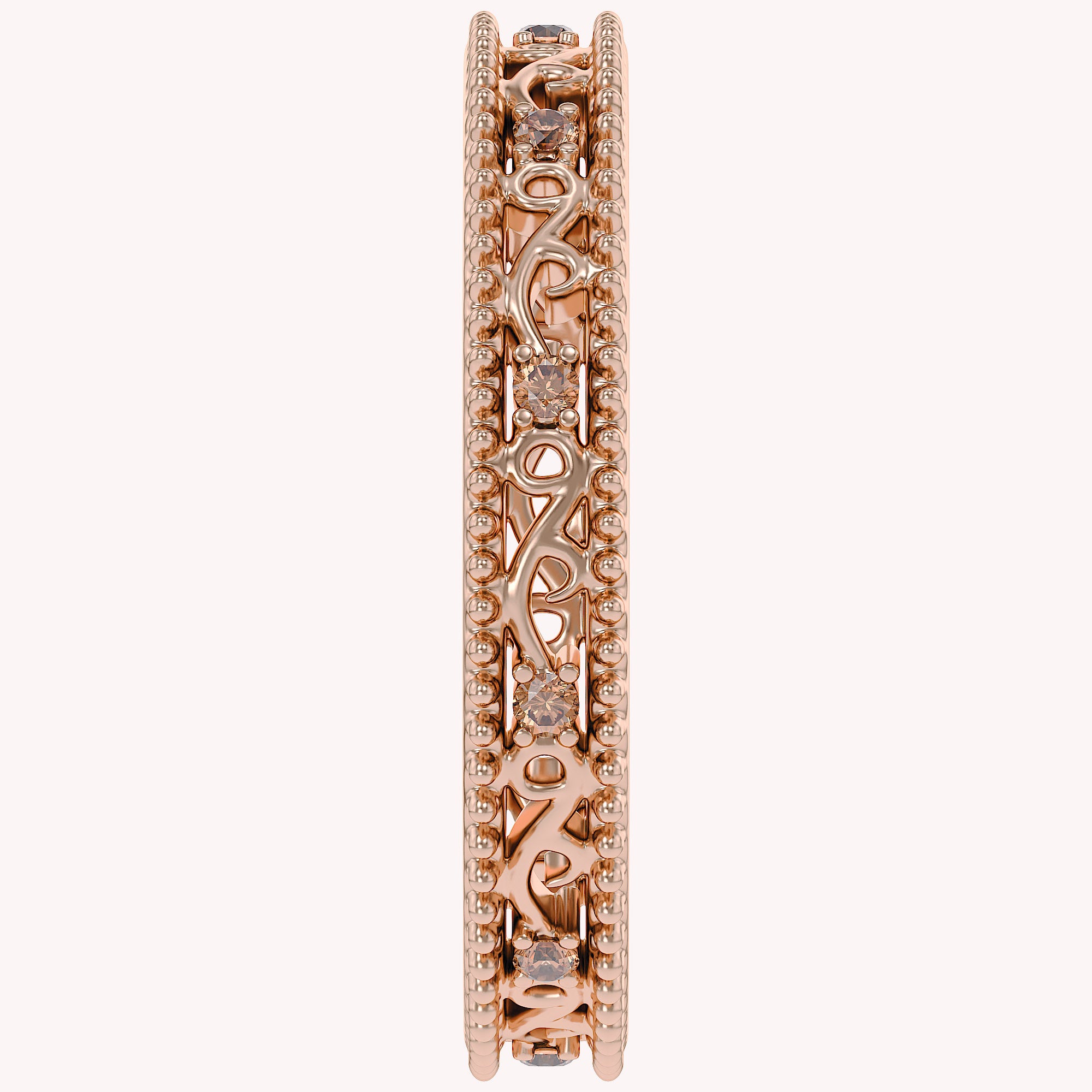 Filigree Eternity Wedding Band Ring Simulated Gemstone