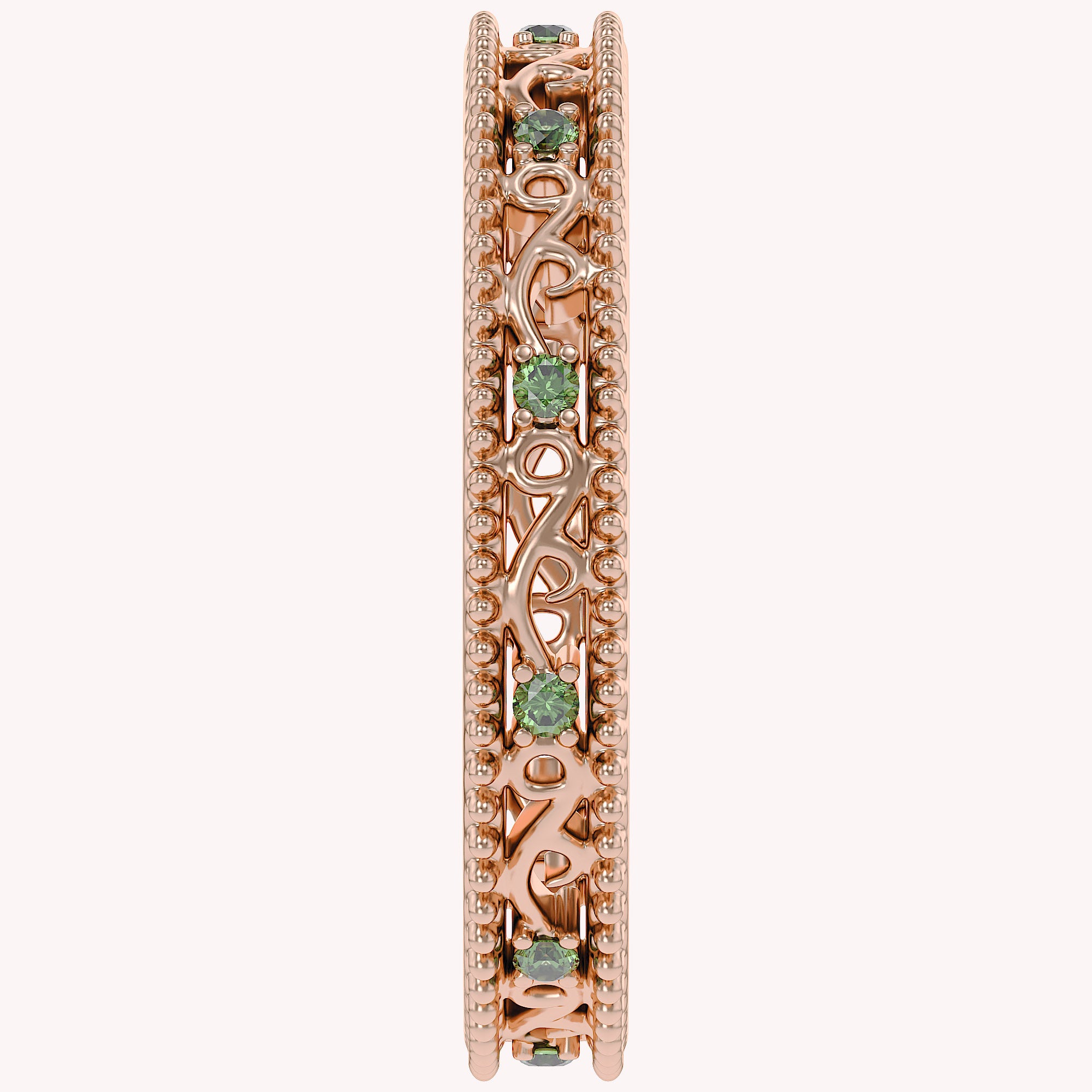 Filigree Eternity Wedding Band Ring Simulated Gemstone