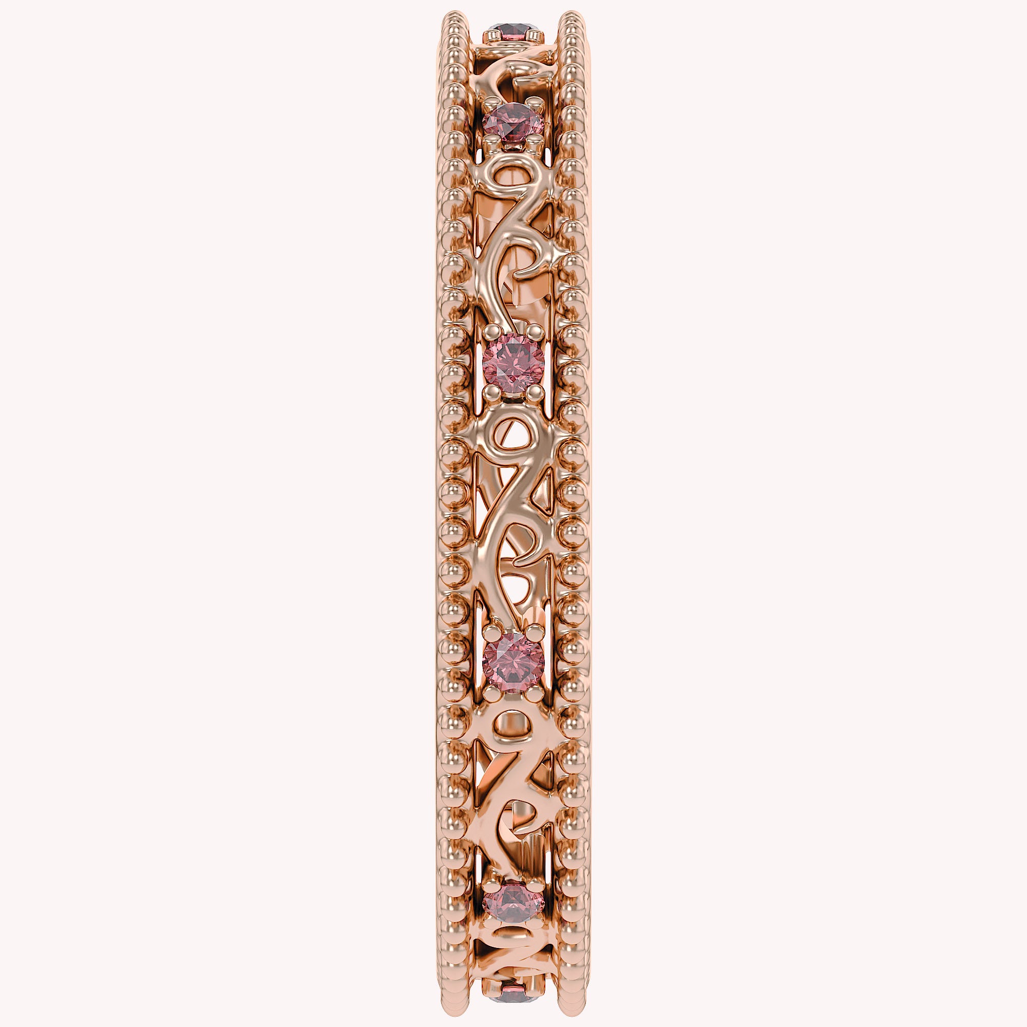 Filigree Eternity Wedding Band Ring Simulated Gemstone