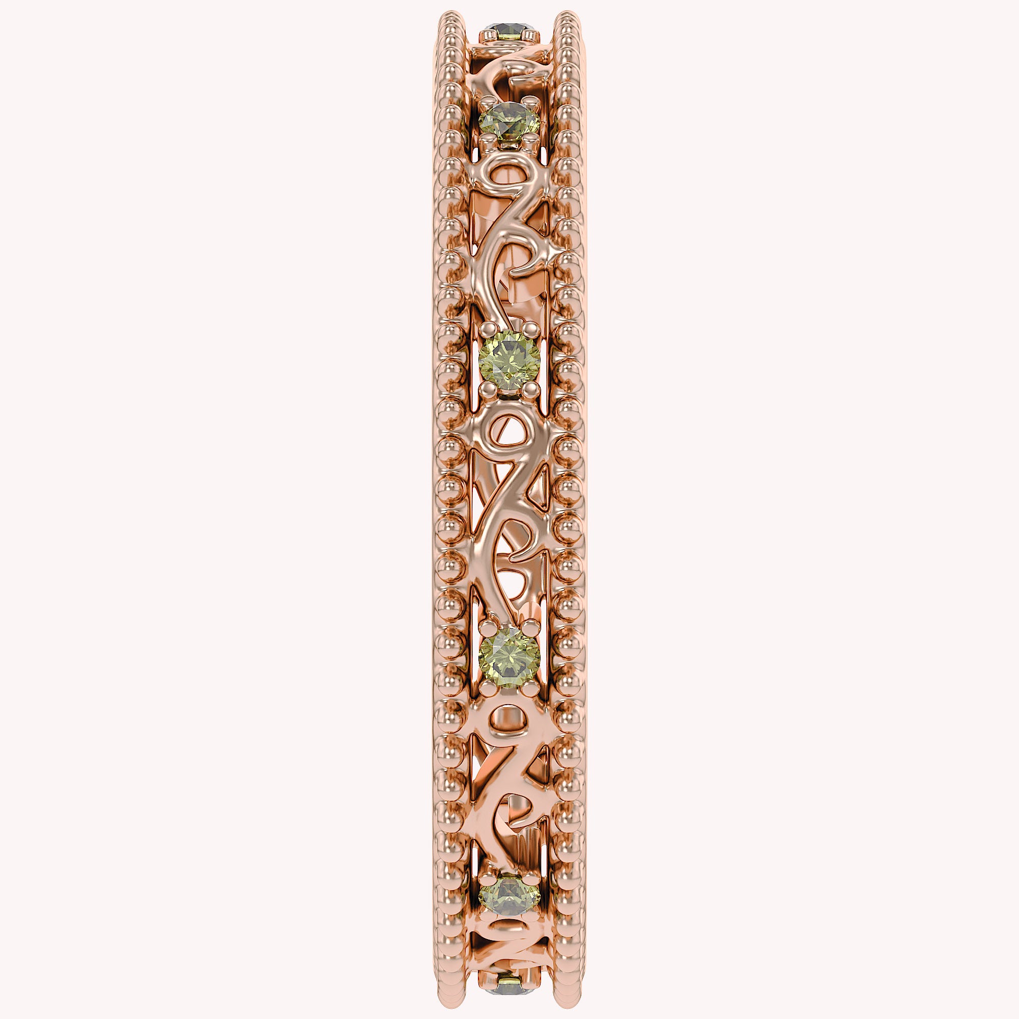 Filigree Eternity Wedding Band Ring Simulated Gemstone