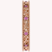 Filigree Eternity Wedding Band Ring Simulated Gemstone