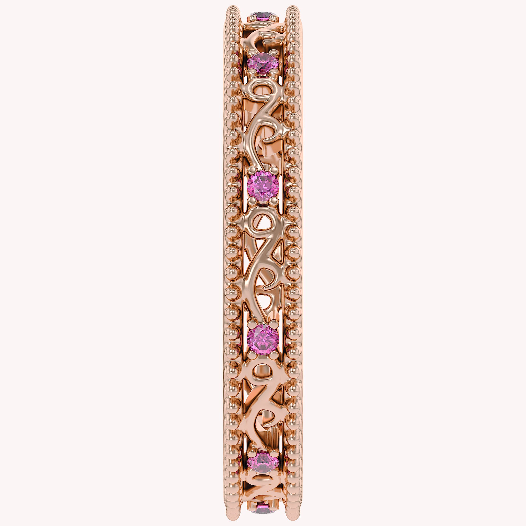 Filigree Eternity Wedding Band Ring Simulated Gemstone